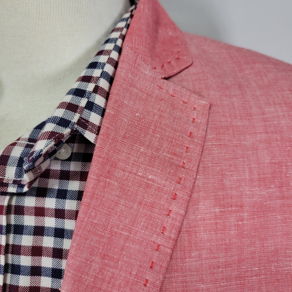 INC International Concepts Men's Sport Coat Blazer Coral Pink Linen Blend‎ Small - Picture 10 of 16